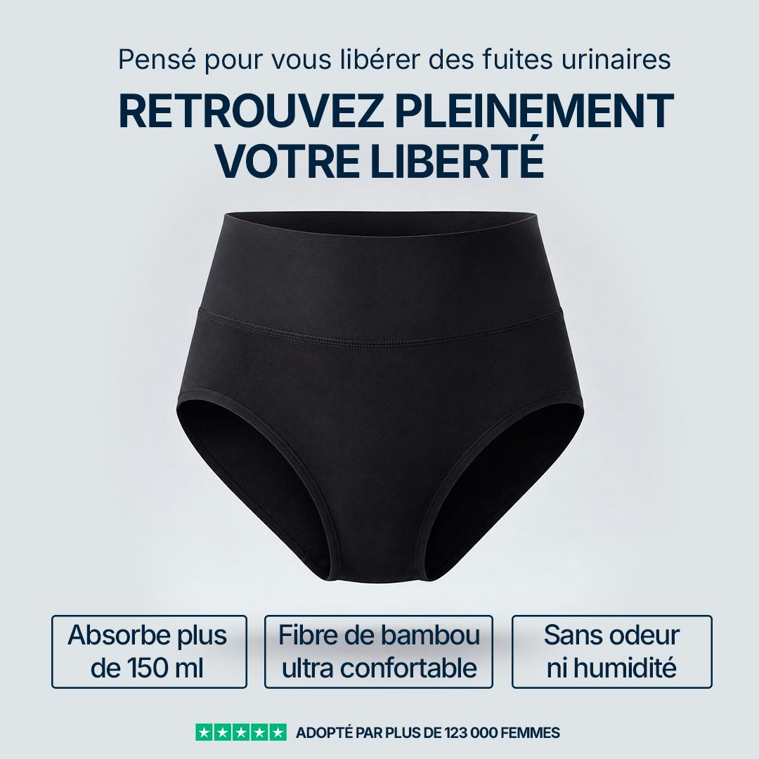 Pack de 3 Culottes Fuite Urinaire Mi-Haute Noir