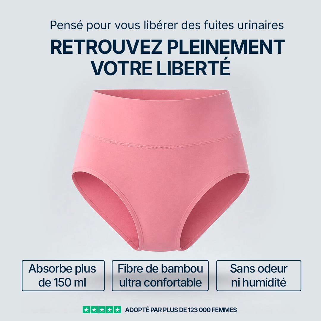 Pack de 3 Culottes Fuite Urinaire Mi-Haute Rose