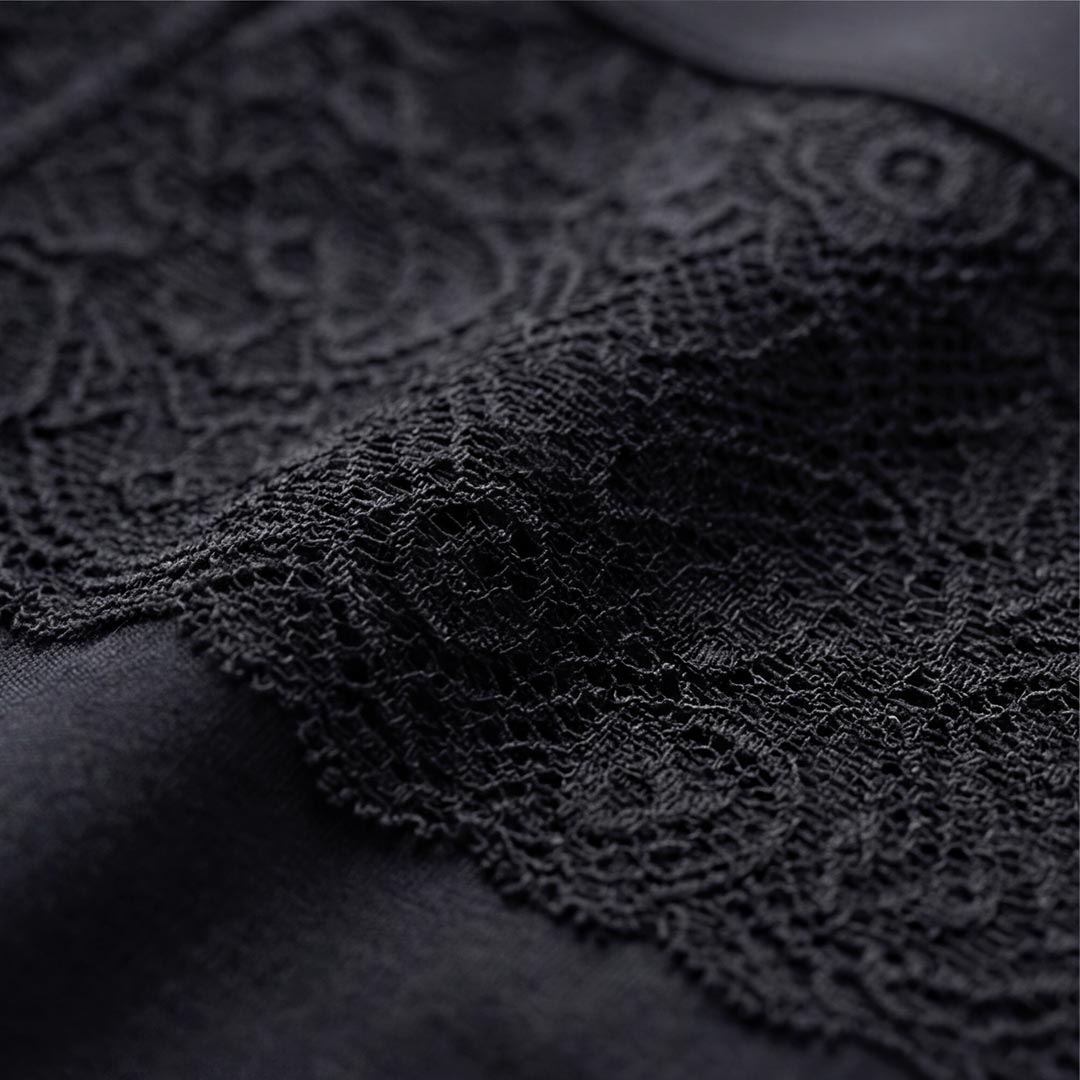 Détail de la dentelle et fibre de bambou sur la culotte incontinence femme, sous-vêtement lavable pour fuites urinaires