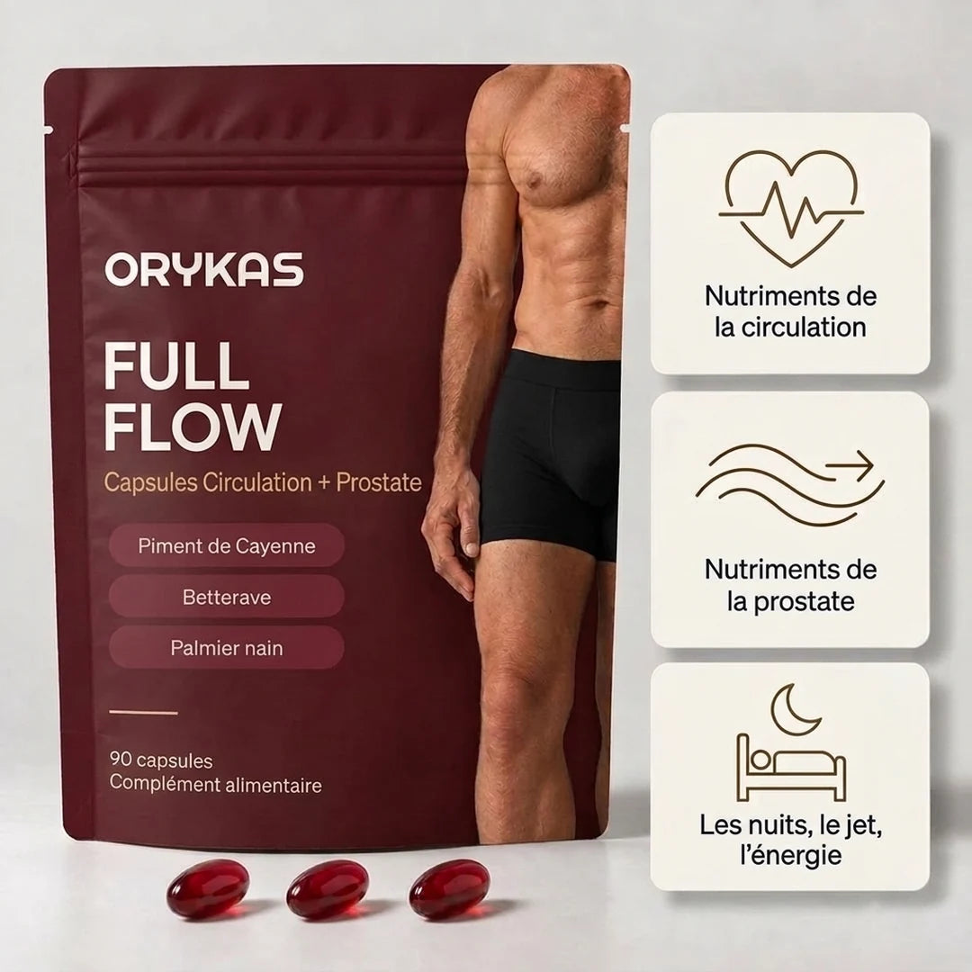 Orykas Full Flow Homme, capsules circulation et prostate, 90 capsules