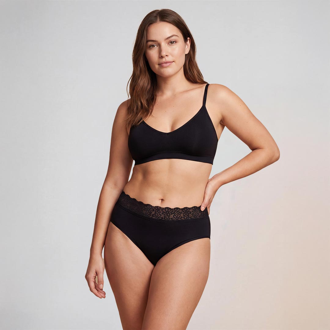 Culotte fuite urinaire en dentelle haute