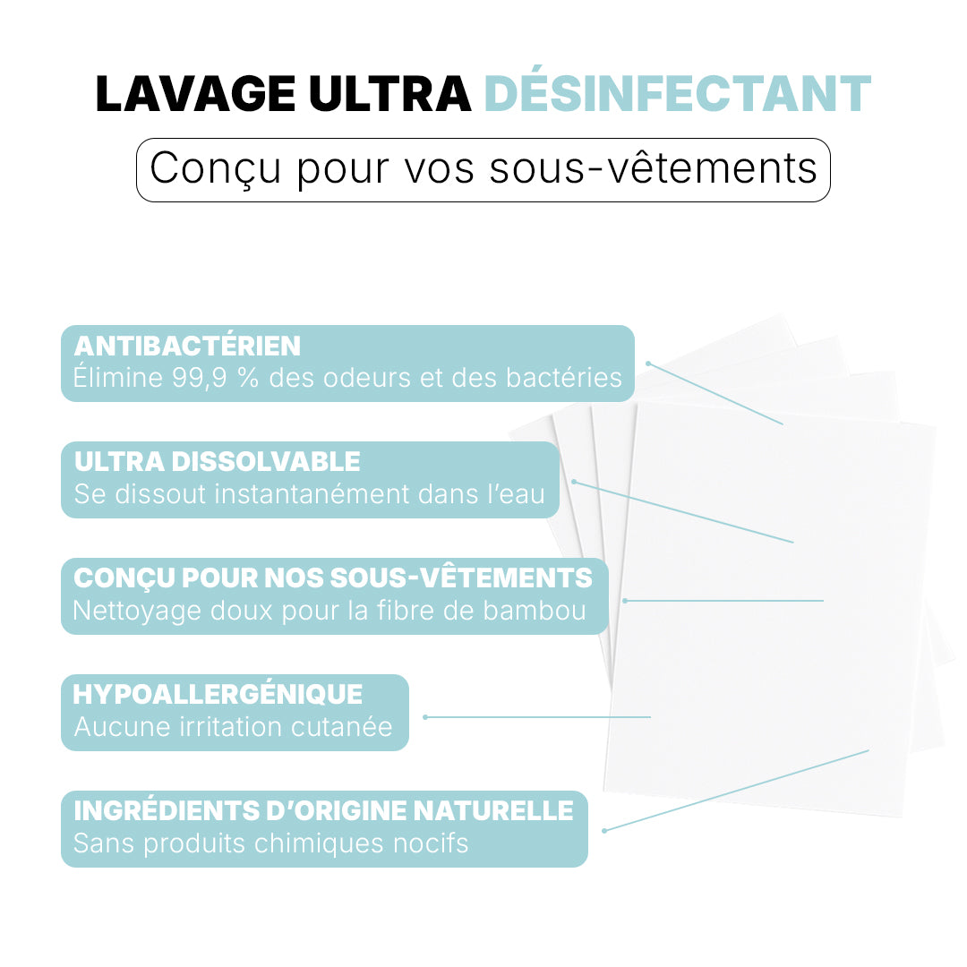 Feuilles de lessive antibactérienne