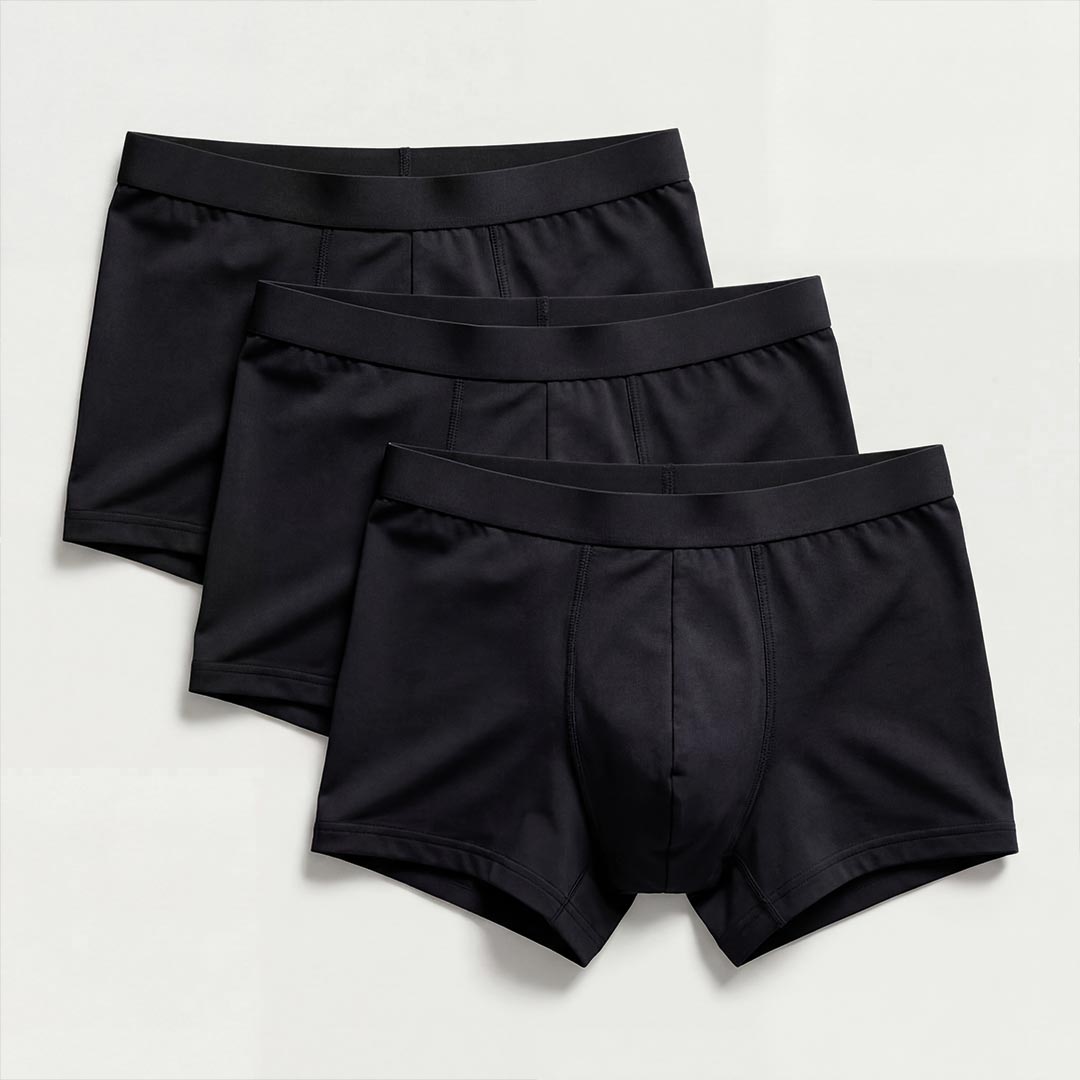 Lot de 3 boxers noirs homme en fibre de bambou, sous-vêtement incontinence ultra absorbant lavable pour fuites urinaires