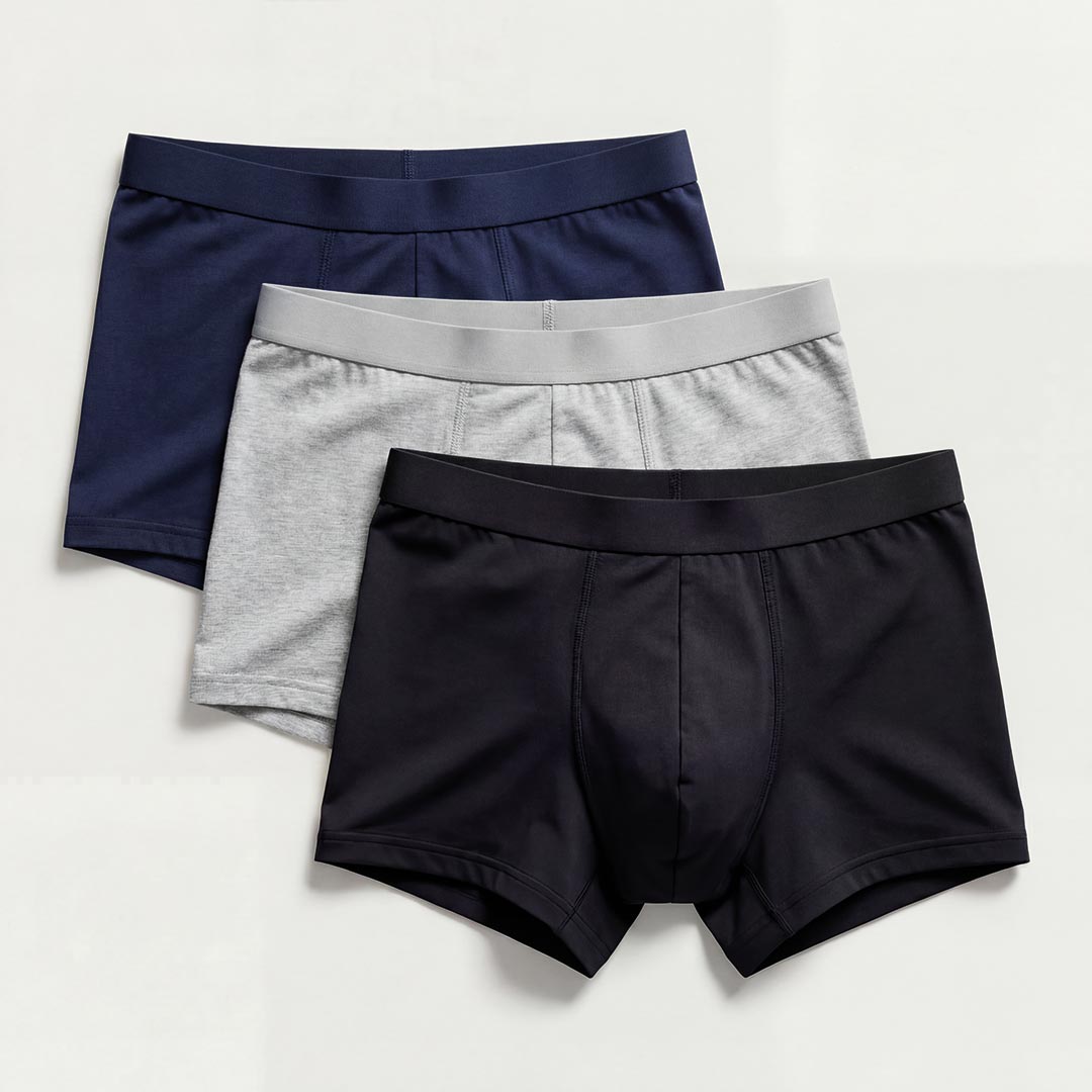 Lot de 3 boxers homme en fibre de bambou, trois couleurs assorties, sous-vêtement incontinence lavable pour fuites urinaires