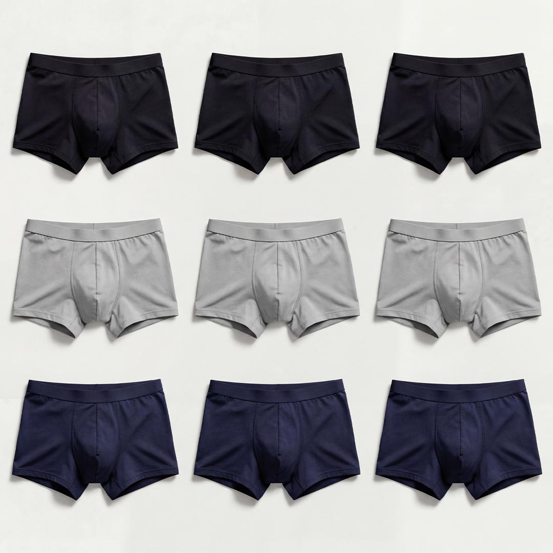 Pack de 9 boxers homme en fibre de bambou pour incontinence, protection fuites urinaires lavable, coloris assortis Orykas