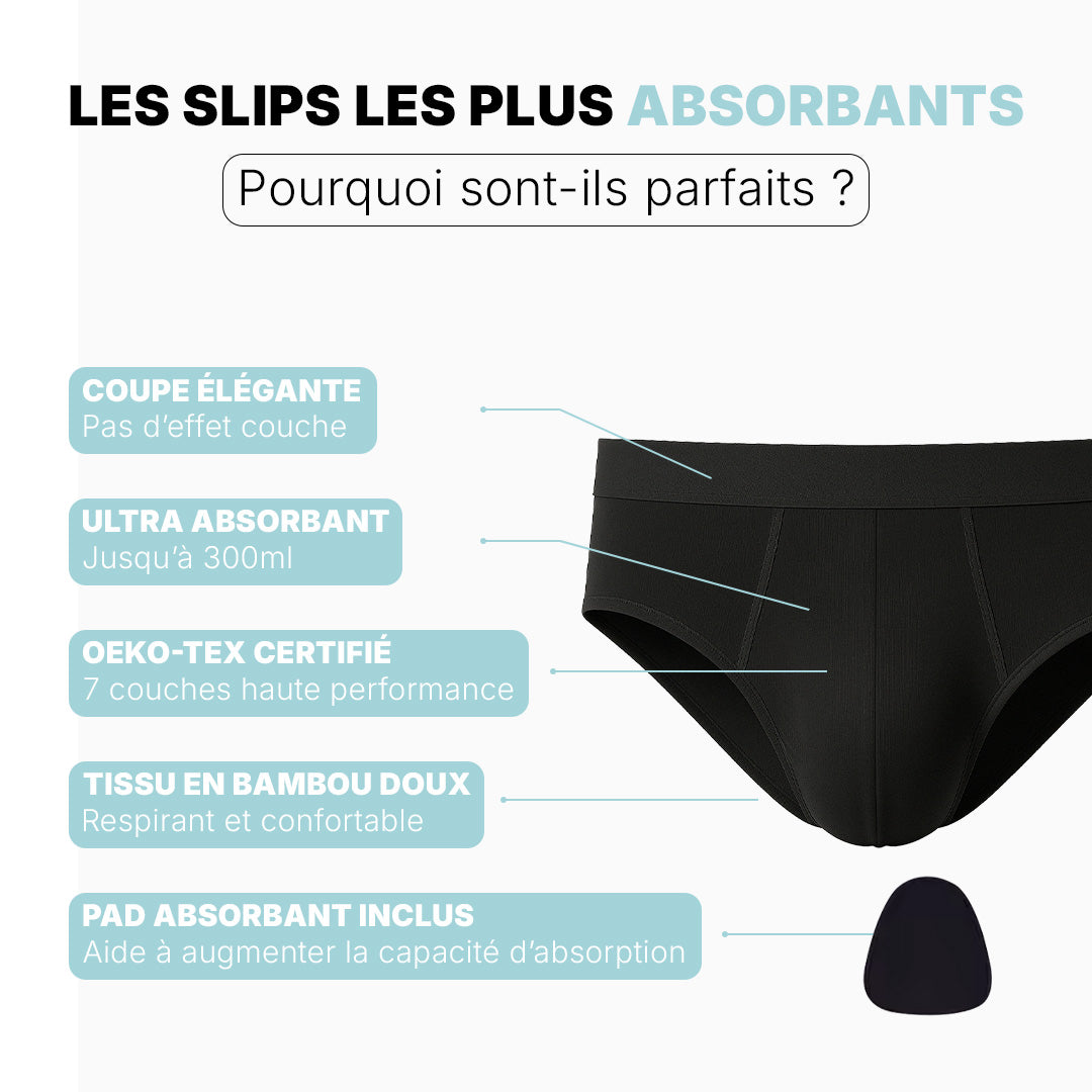 Slip d'incontinence lavable pour homme