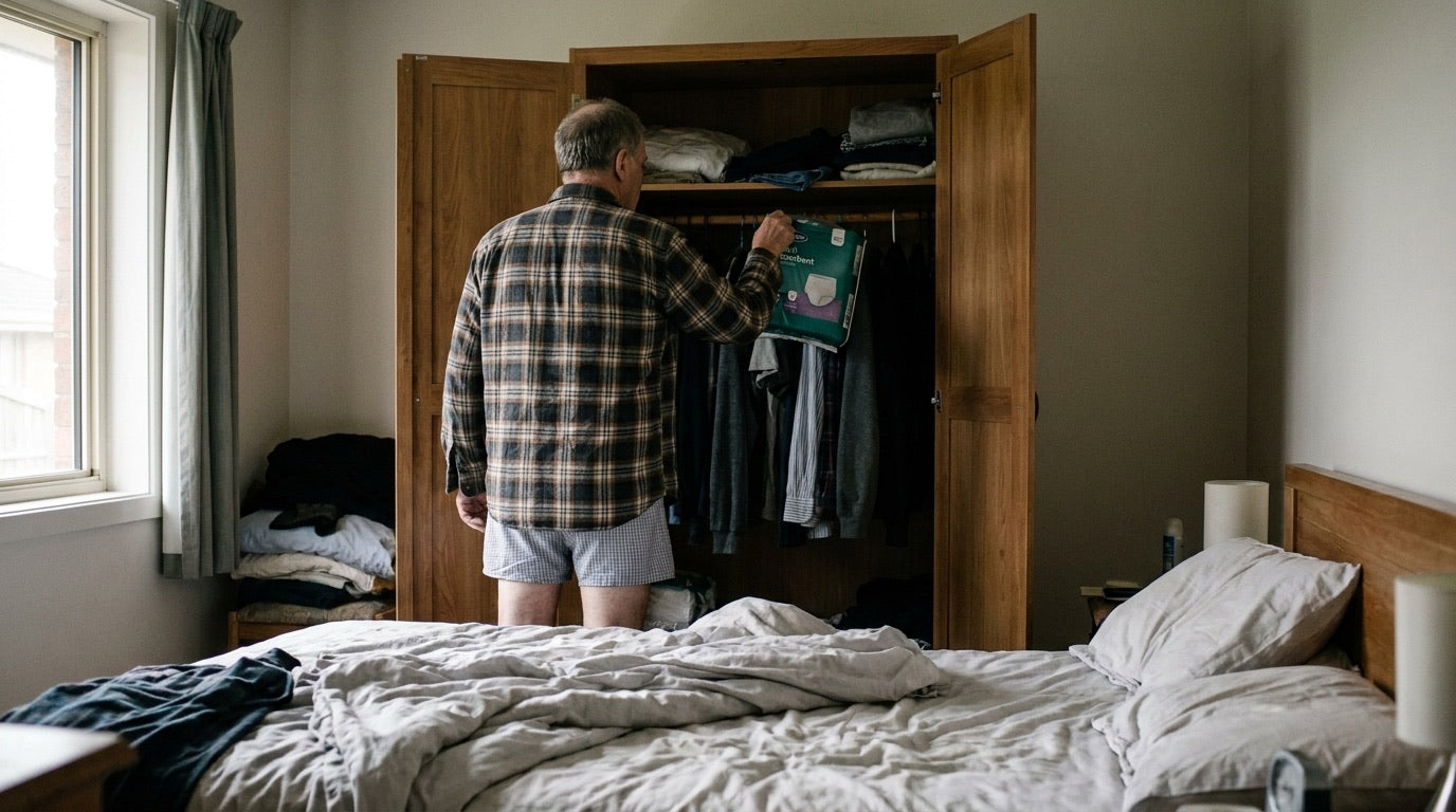 Homme avec protection absorbante — incontinence nocturne homme | Orykas