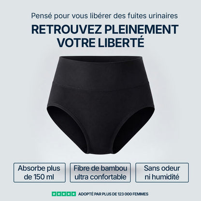 Pack de 3 Culottes Fuite Urinaire Mi-Haute Noir