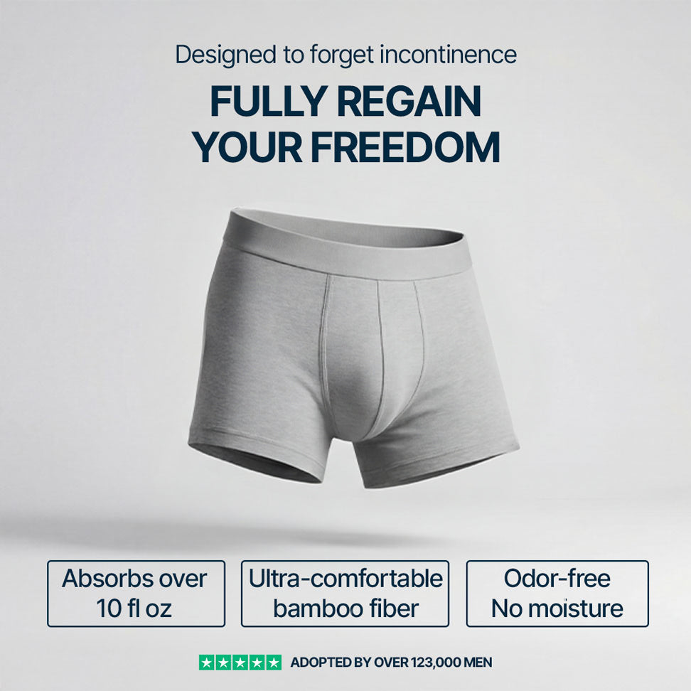 Boxer gris homme Orykas vue détaillée, fibre de bambou douce, protection fuites urinaires lavable et confortable