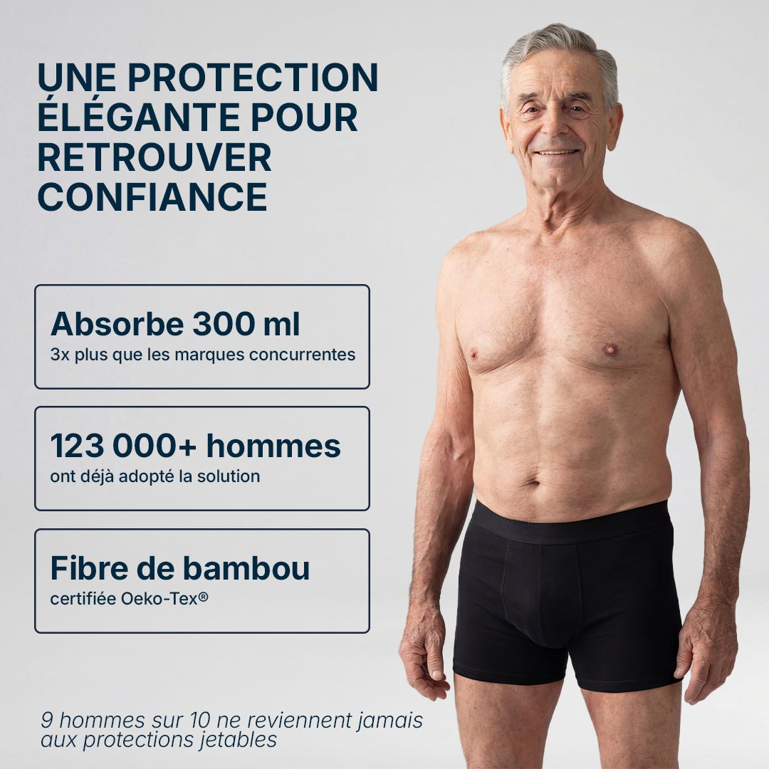 Boxer d'incontinence lavable pour homme