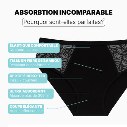 Culotte fuite urinaire en dentelle latérale