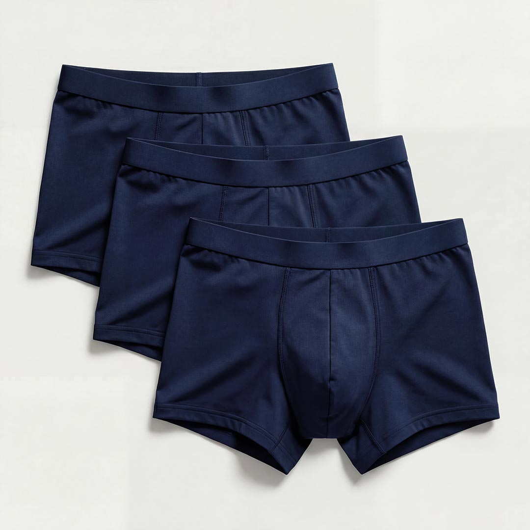 Lot de 3 boxers bleu marine en fibre de bambou pour homme, sous-vêtement incontinence lavable et confortable