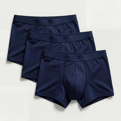 Lot de 3 boxers bleu marine en fibre de bambou pour homme, sous-vêtement incontinence lavable et confortable