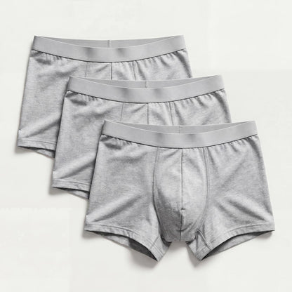 Lot de 3 boxers gris chinés en fibre de bambou, sous-vêtement incontinence homme ultra absorbant et lavable