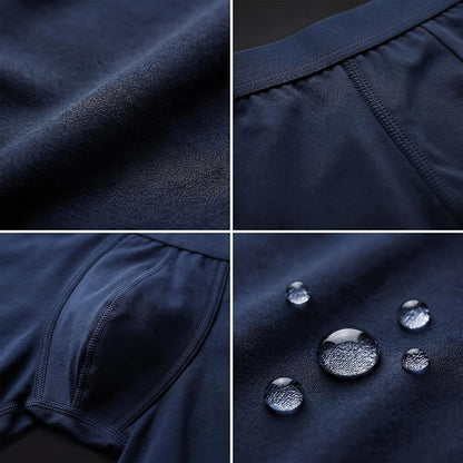 Détails des couches absorbantes du boxer bleu marine en fibre de bambou, protection fuites urinaires homme lavable Orykas